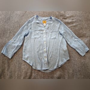 Ruby Rd. 3/4 Sleeve Button-Up Blouse Light Blue Size S Petite